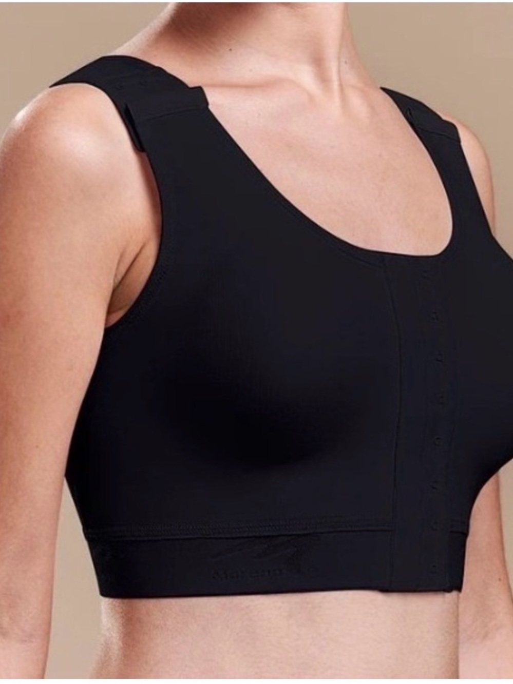Marena Supportive Front-Closure Black Breast Augmentation Recovery Bra